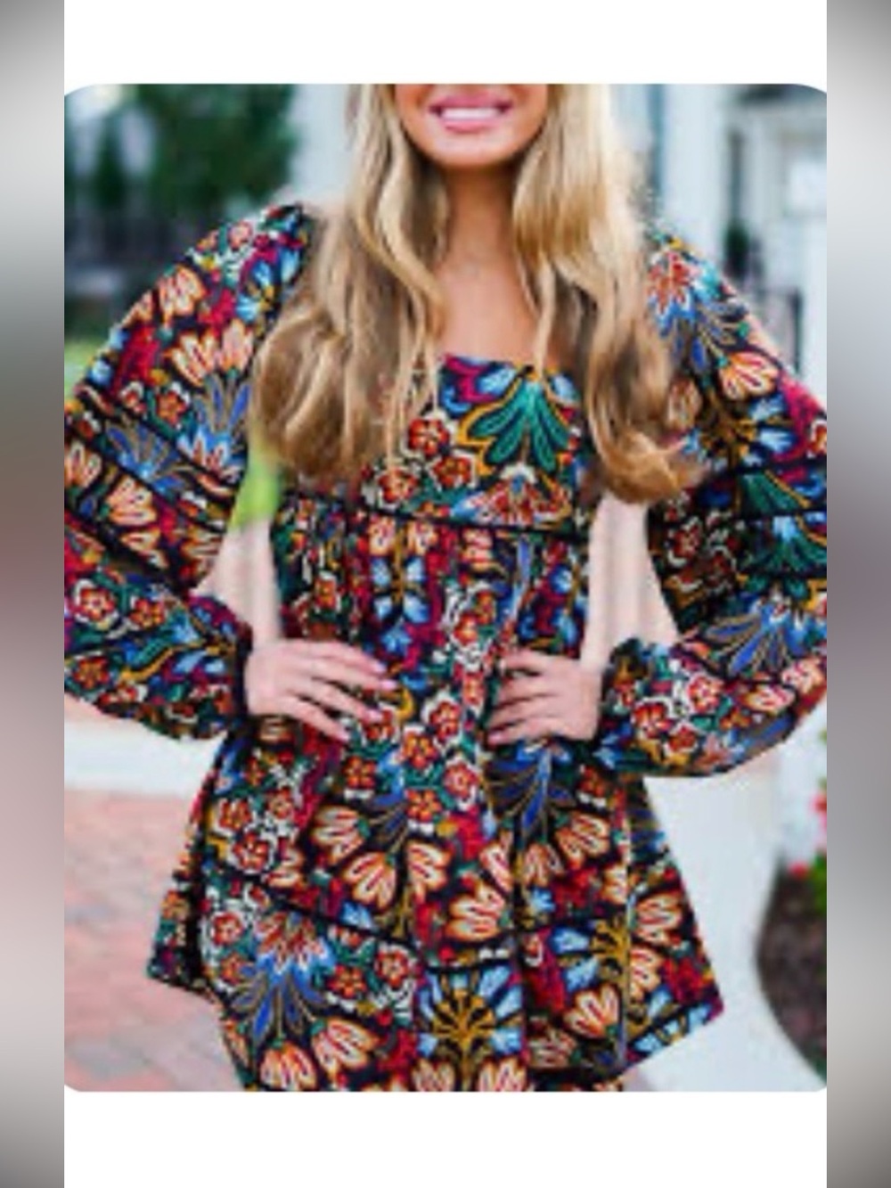 Oliviaceous Size Medium Boho Floral Peasant Dress in Multicolor